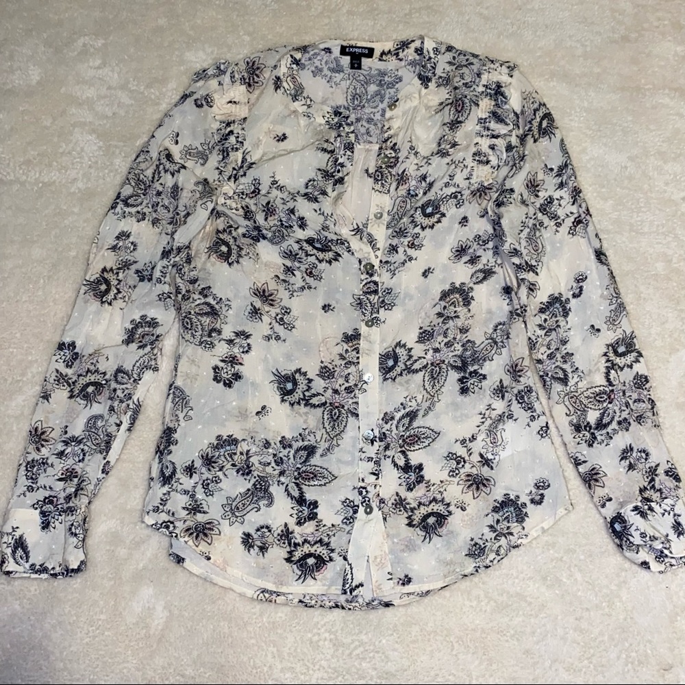 Express Women’s Patterned Embroidered Blouse Size S